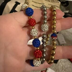 Red, white and blue Elegant Multicolor Beaded Bracelet Set